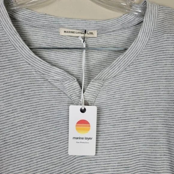 Marine Layer Peralta Stripe Henley Long Sleeve Shirt Size L/XL - Picture 9 of 10